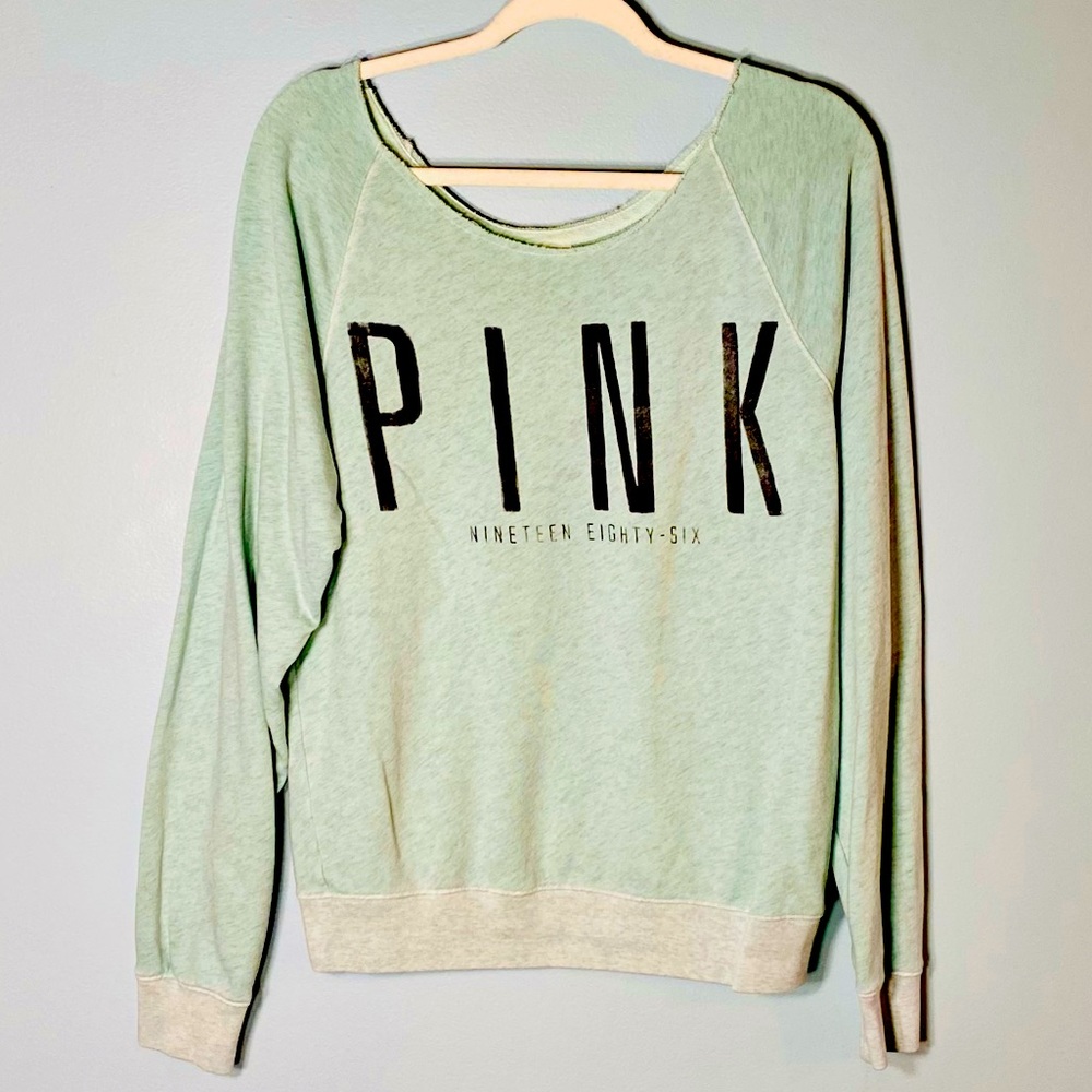 Victoria’s Secret PINK Womens Scoop Neck Sweatshirt. Mint Green. SZ M